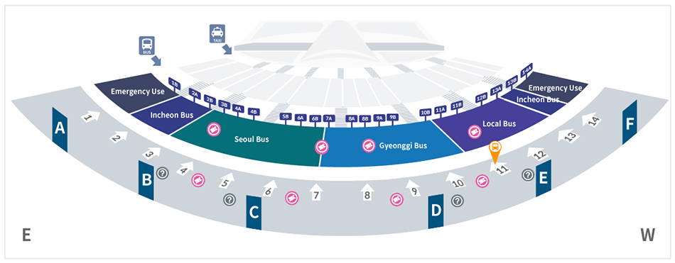 Terminal 1 Bus stop location(1 Floor 11No.)